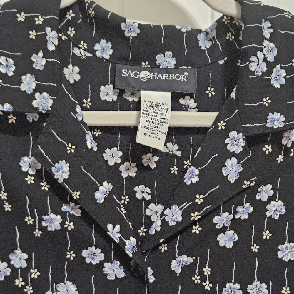 Sag Harbor Black and Blue Floral Shirt - Picture 3 of 9